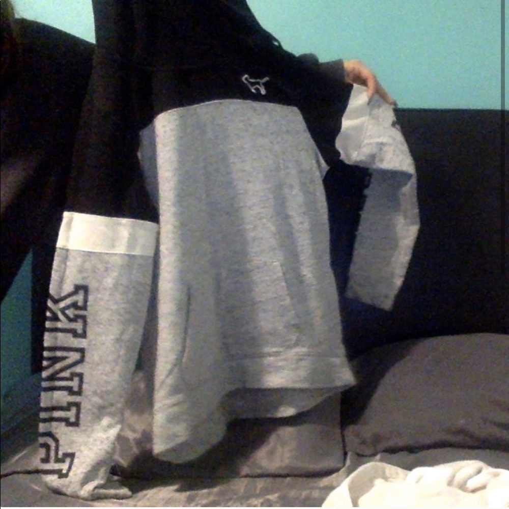 PINK Grey and Black Hoodie